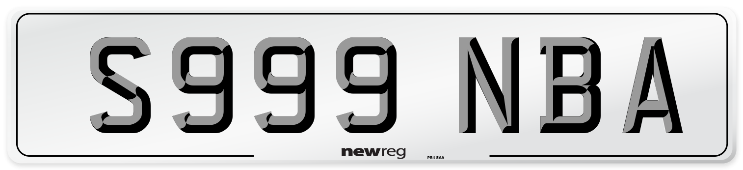 S999 NBA Number Plate from New Reg